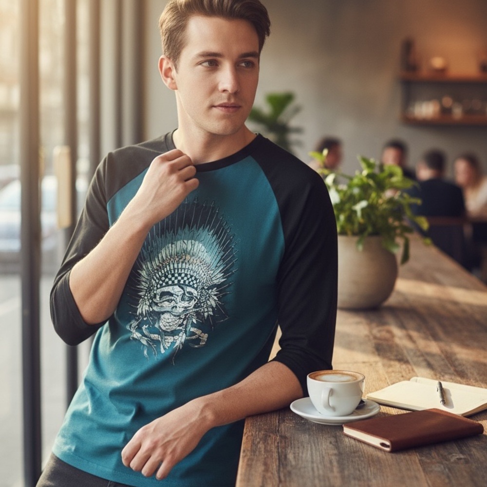 Vans Teal and Black Long Sleeve Graphic Tee